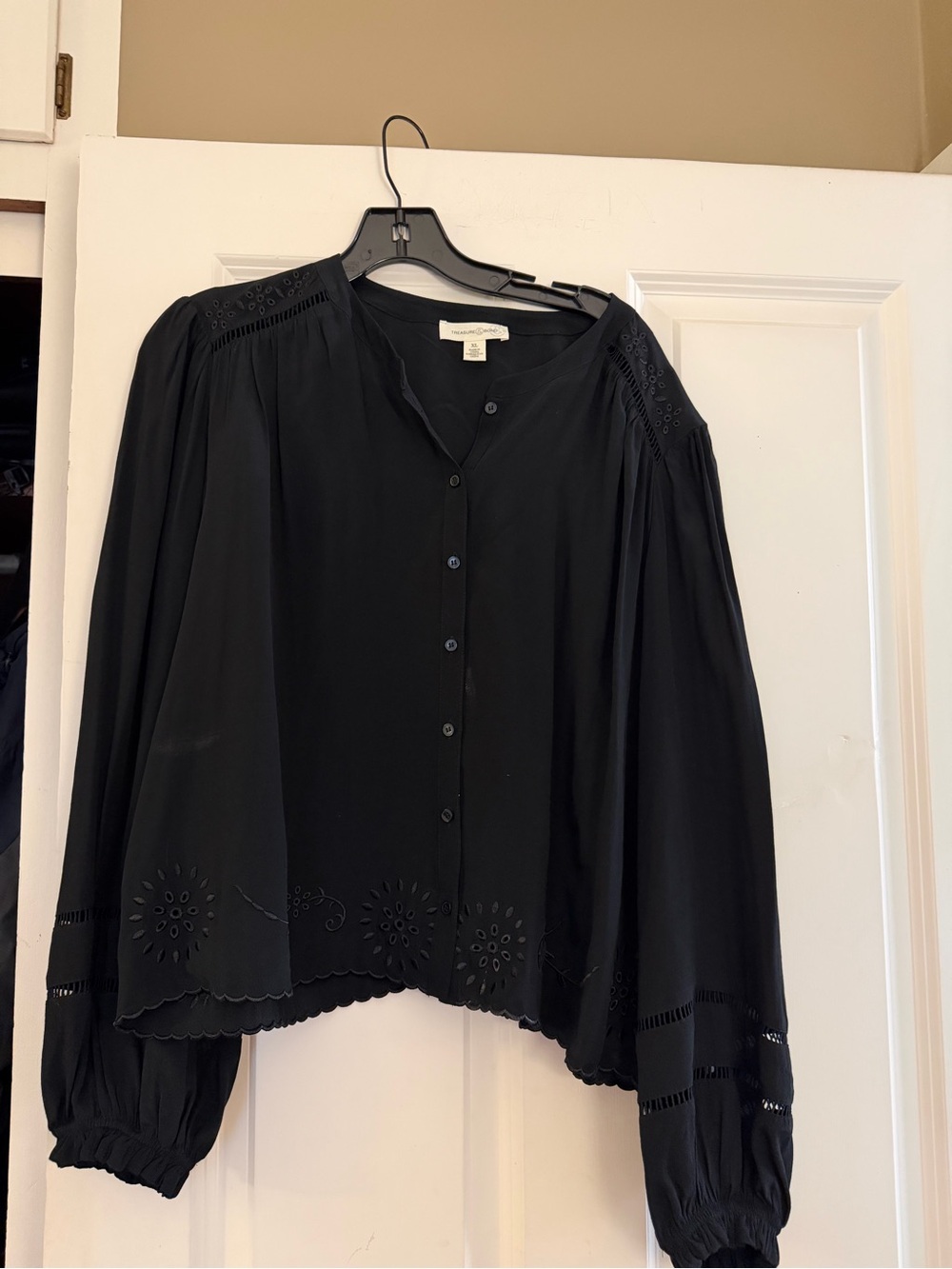 Treasure and Bond Black Eyelet button blouse